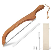 Couteau à Pain en Bois, Scie à Pain, Scie à Pain Grillé, Couteau Trancheur en Bois Anti-Flexion