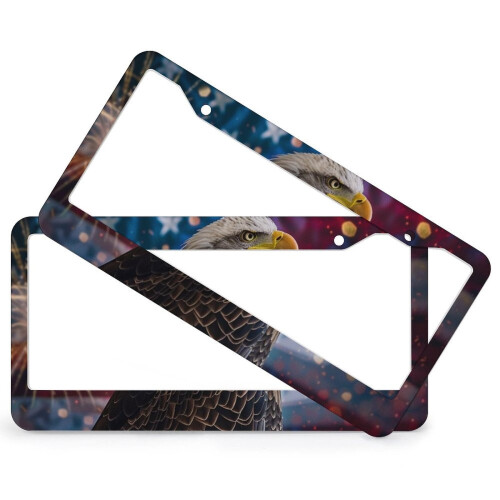 Eagle and American Flag License Plate Frames Aluminum 2-Pack 1