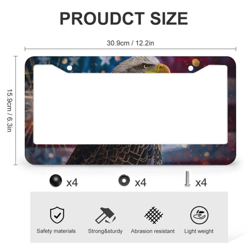 Eagle and American Flag License Plate Frames Aluminum 2-Pack 2