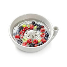 Keramische Wirbelbeeren-Schüssel, Perforiertes Obst-Abtropfsieb mit Spüldesign für die Küchenarbeitsplatte