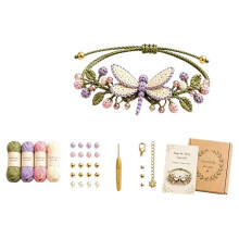 Botanical Bracelet Kit Relaxing Handmade Bracelet Kit Diy Crochet Kit Beginners Crochet Set for Crochet Practice 3