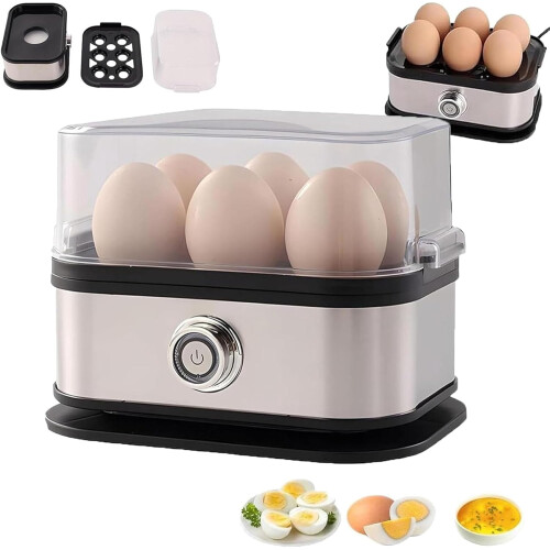 Stainless Steel Egg Cooker 6-Egg Capacity