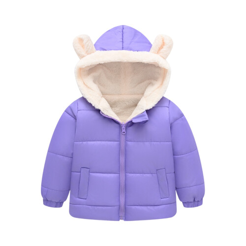Kids Hooded Puffer Jacket Purple Size 110 2