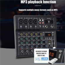 6 Channels USB Mixer Professional Portable Audio Interface Sound Card Console for Guitar Recording Studio Singing A