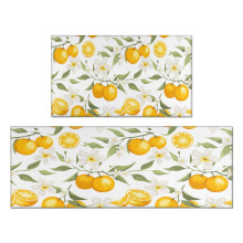Yellow Lemons Kitchen Rug Set Absorbent Non-Slip
