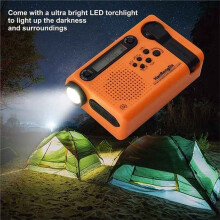 HanRongDa Outdoor Emergency Radio Portable AM FM SW Radio Solar Powered Hand Crank with LED Flashlight 2000mAh Battery SOS Alarm