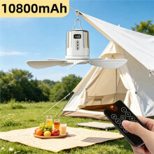 10800mAh Takfläktar Bärbar Campingfläkt Tältluftcirkulator Kylare Utomhus Uppladdningsbar Elektrisk Fläkt med LED-Lampa