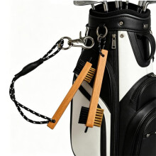 Wood Handle Club Brush with Metal Cleaner Pick Portable Cleaning Tool with Carabiner Lanyard