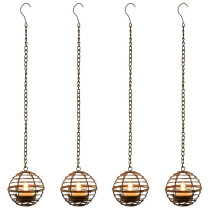 1set Outdoor Waterproof and Rust-Proof Iron Solar Pendant Lights with Candlesticks, Outdoor Decor