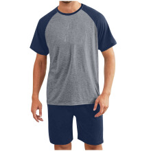 Men's Pajama Set Soft Short Sleeve Shirt and Shorts 2 Piece