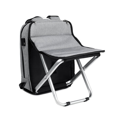 Foldable Business Backpack Chair Large Capacity Usb Rechargeable Backpack Multifunctional Business Casual Backpack Gray