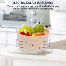 Electric Salad Spinner - Lettuce Vegetable Dryer, USB Rechargeable, Quick Drying Lettuce Fruit Spinner with Bowl