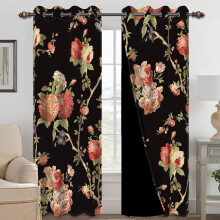 Blackout Curtains for Living Room Floral Pattern 2 pcs