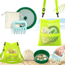 SharkTooth Sifter Werkzeuge Sand Schaufel Rechen mit Sandsichtern & Netz Strandtasche & Muschelsack Plastik Sand Muschelscooper