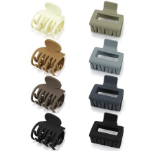 Mini Claw Hair Clips Square Double Row Matte 8 Pcs