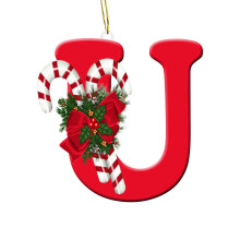 Red Letter Ornaments A-Z with Lollipop Design for Christmas