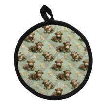 Highland Cow Pot Holders Round Insulated 2-Pack