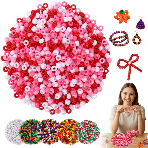 Plastic Pony Beads Multi-Color 1200 Pcs
