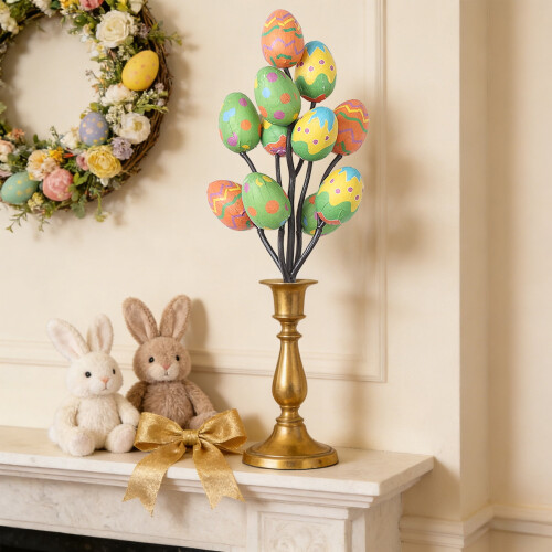 Easter Egg Floral Picks Decorative Printed Stems 12 pcs