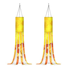 Maple Leaf Pumpkin Windsock Outdoor Fall Decoration