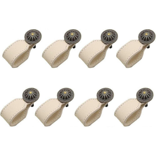 (As show, One size) Leather Knobs Dresser Drawer Knobs Kitchen Cabinet Bathroom Cabinet Pulls 8pcs/Set