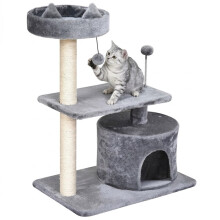 Cat Tree for Indoor Cats with Scratching Post Climbing Tower Kitty Activity Centre Condo Perch Jumping Platforms Grey 60L x 40W x 81H cm