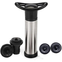(As show, One size) Pompe Ă vin avec bouchons sous vide, pompe Ă vin avec 4 bouchons sous vide en acier inoxydable