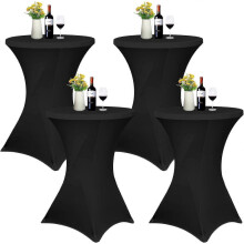 (As show, One size) Lot de 4 nappes cocktail extensibles à coins carrés en spandex noir 81 x 110 cm, adaptées aux tables