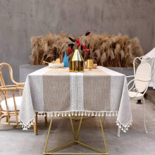 (As show, One size) Nappe rectangulaire en coton et lin, style vintage, 140 x 200 cm, pour table de cuisine