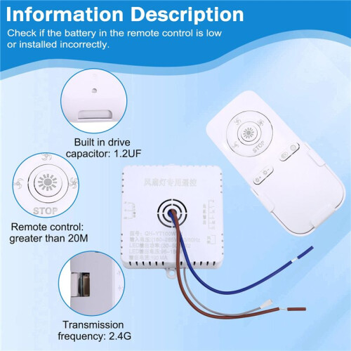 Bedroom Ceiling Fan Light Remote Control 100W Receive Controller Driver Fan Light Accessories 30-50W X 2 1