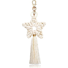 (As show, One size) Llavero hecho a mano estilo boho con borla, llavero para bolso o coche para mujer.