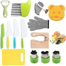 Kindermesser für echtes Kochen, 13-teiliges Küchenmesserset aus Holz für Kinder