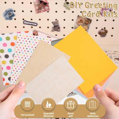 DIY Greeting Card Kit with 16 Cards, 16 Envelopes, and 1
