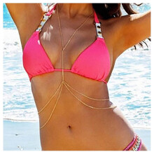 Boho Layered Crossover Body Chain Gold Bikini Harness Chain Necklace Layered Waist Belly Body Chain