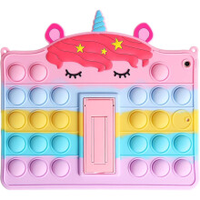 3D Eenhoorn Pop Case voor Samsung Galaxy Tab A 10.1" 2019, Fidget Bubble Case Pop Push Case voor meisjes