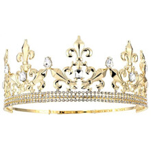 Couronne royale dorée pour homme, ajustable, style impérial médiéval, pour anniversaire ou bal de promo