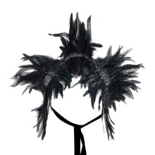 Gothic Natural Feather Cape Shawl Shrug Shoulder Wrap Collar Halloween Party Scarf Cosplay