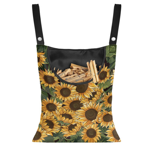 Sunflower Hanging Storage Organizer Washable Clothespin Bag