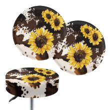 Sunflower Cow Print Stool Seat Cover Protector 12-14 inch 2