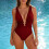 Women's One-Piece Swimsuit V-Neck Cutout Tummy Control 5