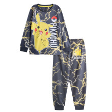 (11-12 Years, Black) Pokemon Boys Pikachu Long-Sleeved Long Pyjama Set