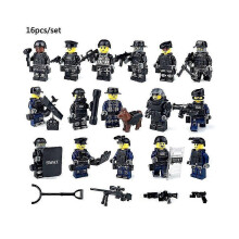 (As show, One size) 16pcs/set Military Special Forces Soldiers Bricks Figures Guns Team Building Blocks Model Toys