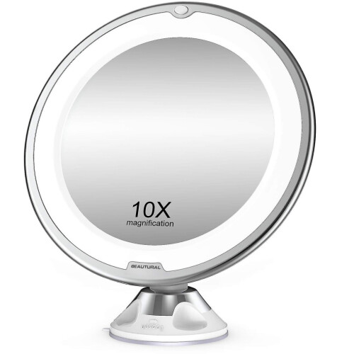 Makeup Mirror, 10x Magnifying Lighted Vanity Daylight White Led, Portable Illuminated Bathroom Mirror,
