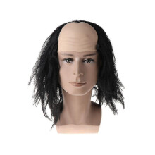 Breey Bald Wig Halloween Wigs Bald Hair Masquerade Costume Party Funny Cosplay Prop Black