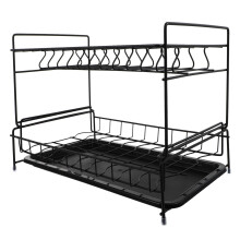 Kitchen Cutlery Rack Adjustable Black Storage Shelf