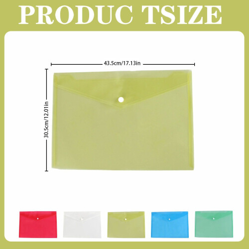A3 Snap-Button Plastic Document Wallets Transparent Foolscap 2