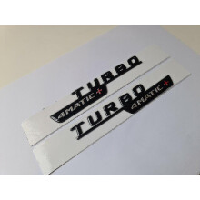 Set van twee Turbo 4matic glanzend zwarte zijemblemen met rode accenten voor Mercedes A45 CLA45