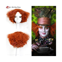 Mad Hatter Cosplay Wigs Short Orange Red Curly Wig Alice In Wonderland 2 Ha