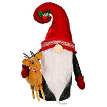 Gnome de Noël festif avec bonnet de Père Noël - Décoration traditionnelle de Noël britannique, figurine