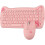 - Cute Cat Pastel Pink Wireless Keyboard And Mouse Set, 84 Keys Retro Typewriter 1